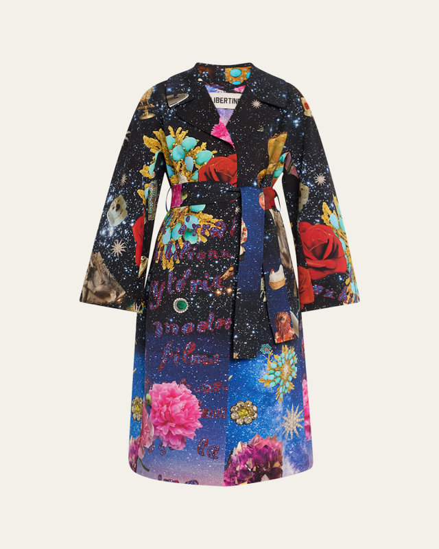 Vienna Starry Night Redux Belted Long Wrap Coat